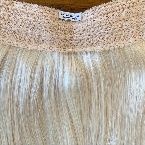 Halo Couture Halo Hair Extensions 18 inches Layered #60 Platinum Blonde Halo - Picture 12 of 16